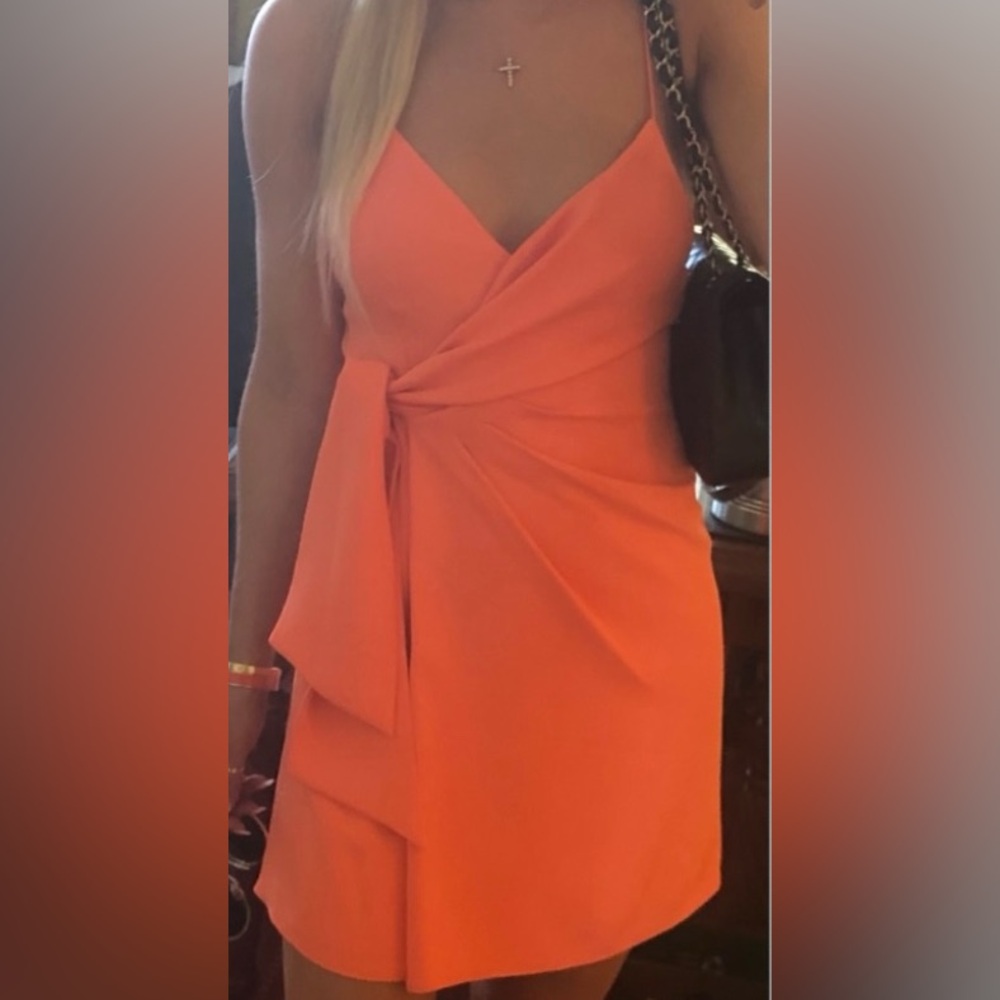 Alice + Olivia Orange wrapped Cocktail Dress